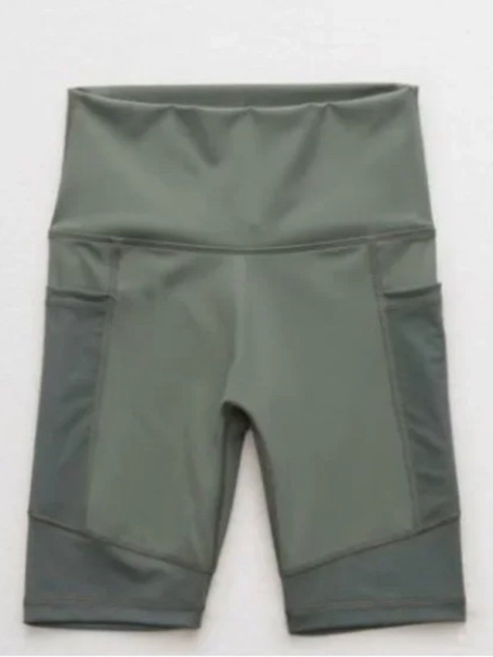 Aerie Chill Play Move Green Mesh Biker Shorts